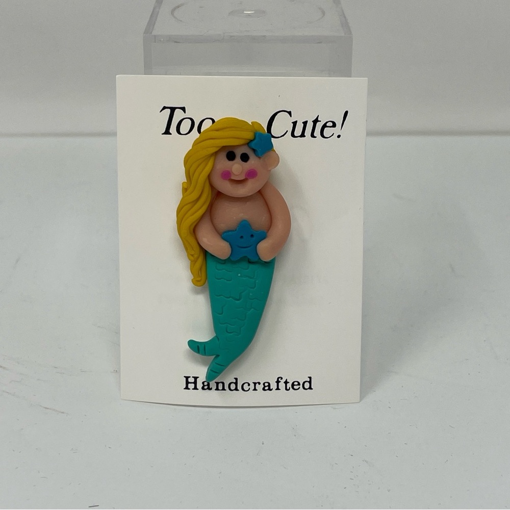 Handcrafted Mermaid Brooch - Blonde and Teal
